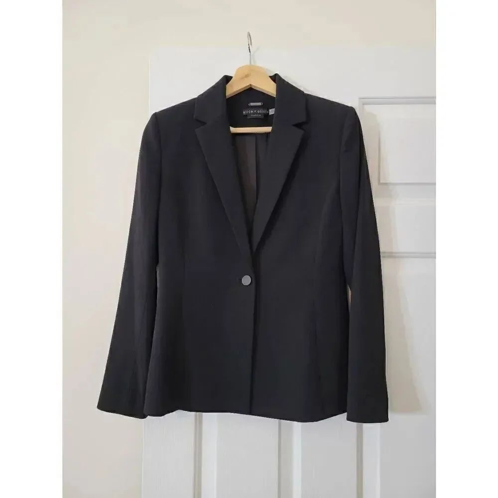 Alice and Olivia Black Classic One Button Blazer 2